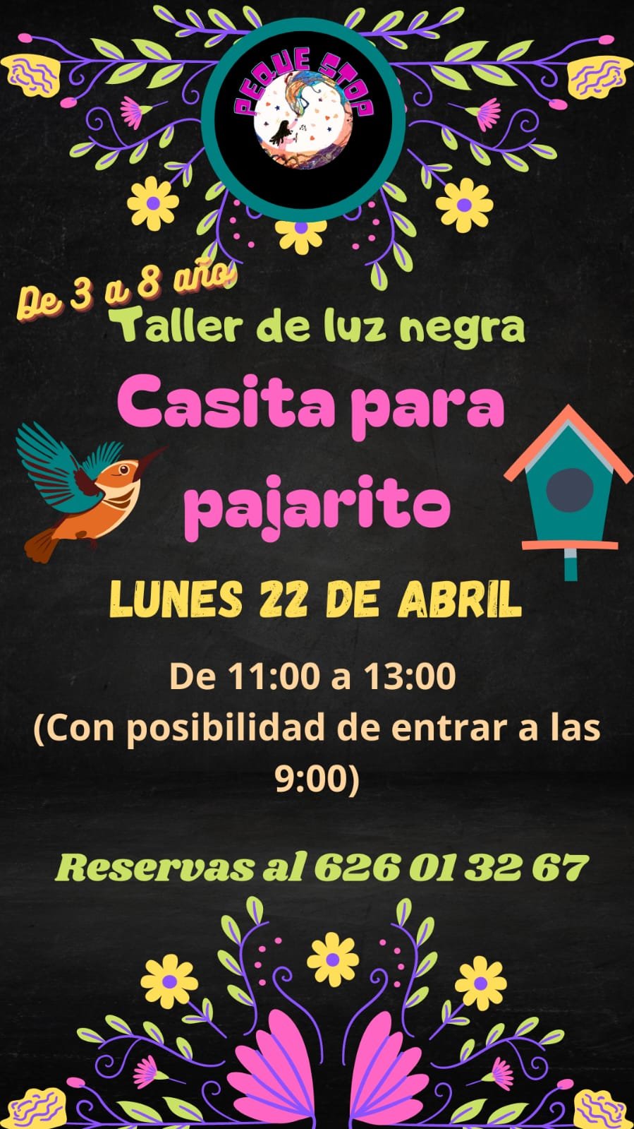 Taller de luz negra 'Casita para pajarito'