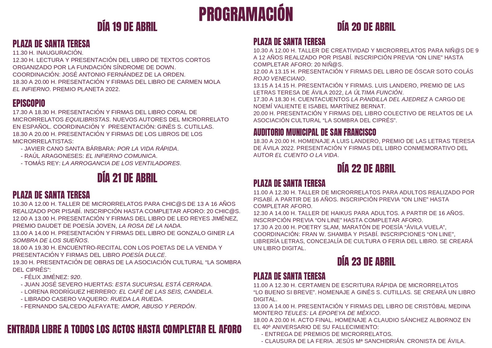 Feria del Libro 2024 en Ávila