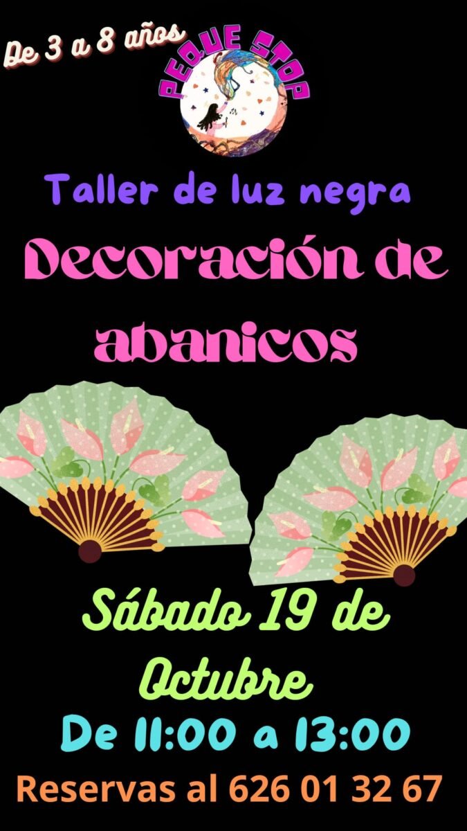taller luz negra decoración abanicos