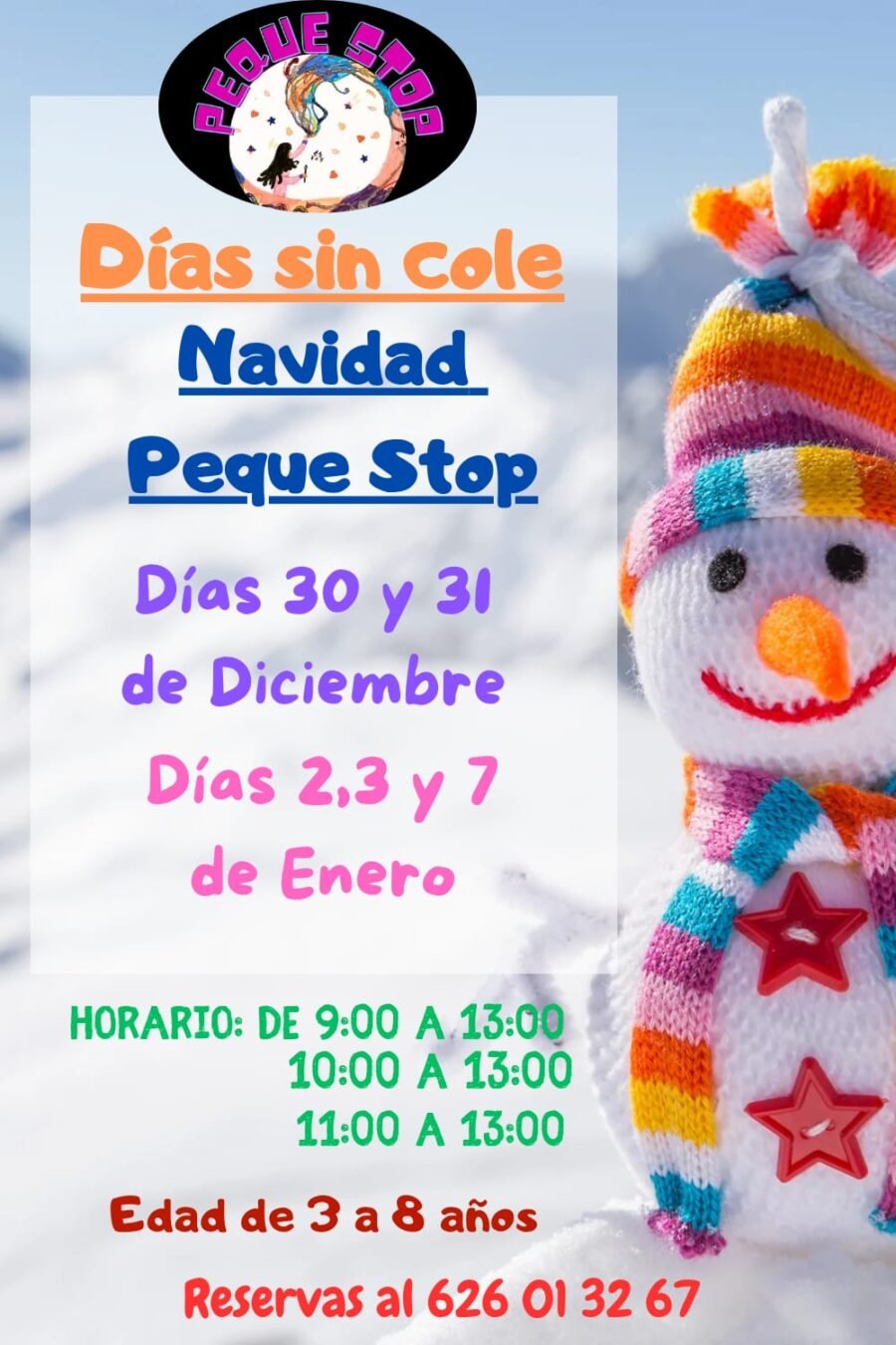Días sin cole navidad peque stop