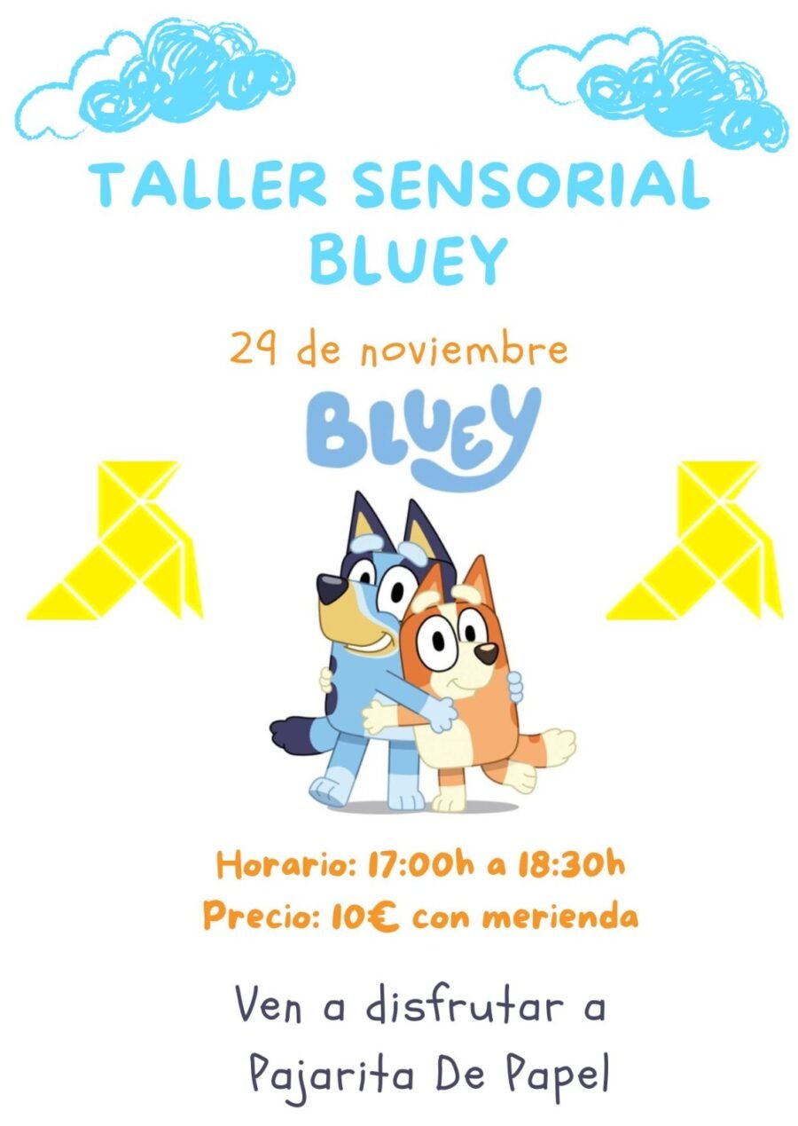 Taller sensorial Bluey en Pajarita de Papel