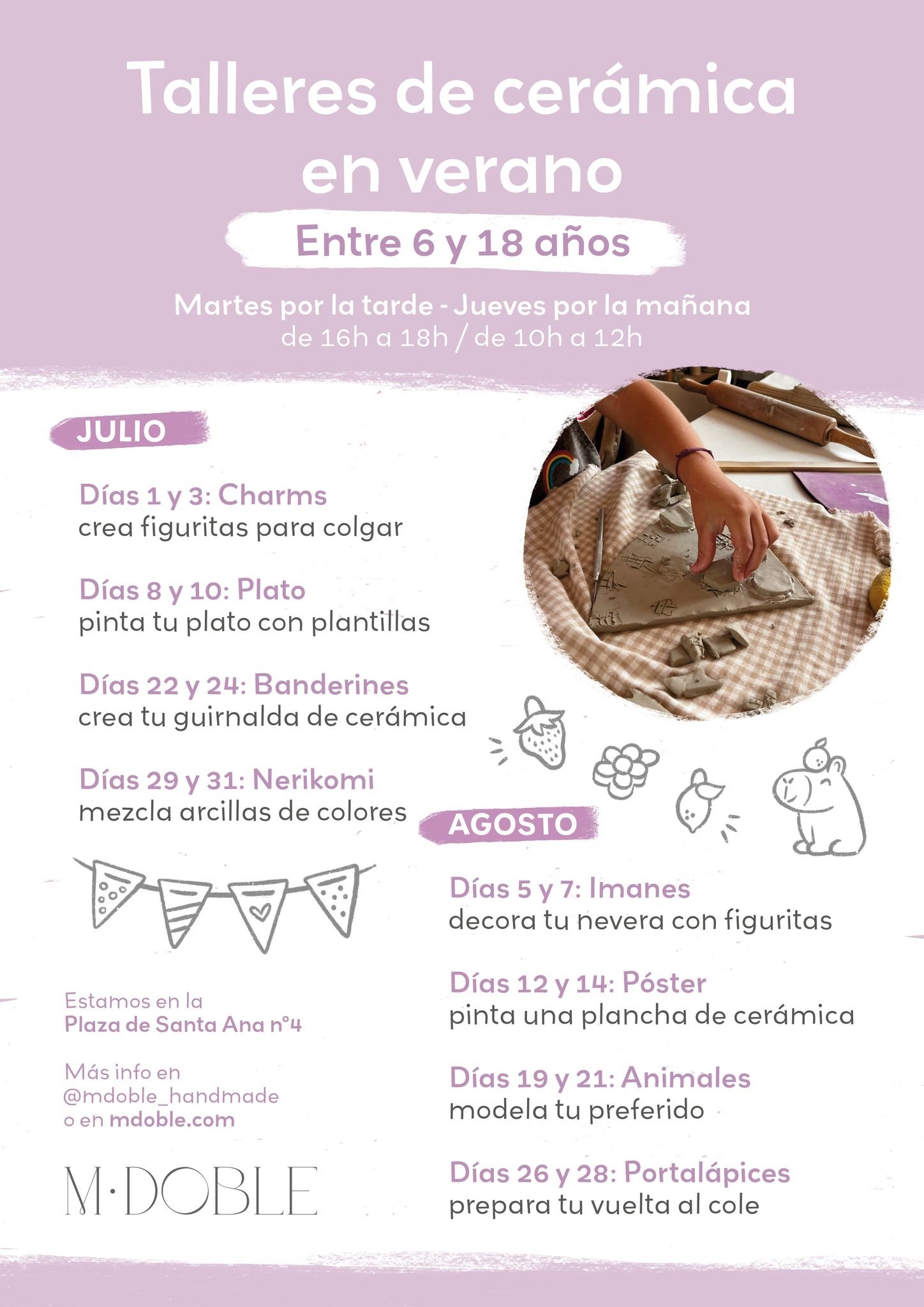 talleres de cerámica de verano en M Doble