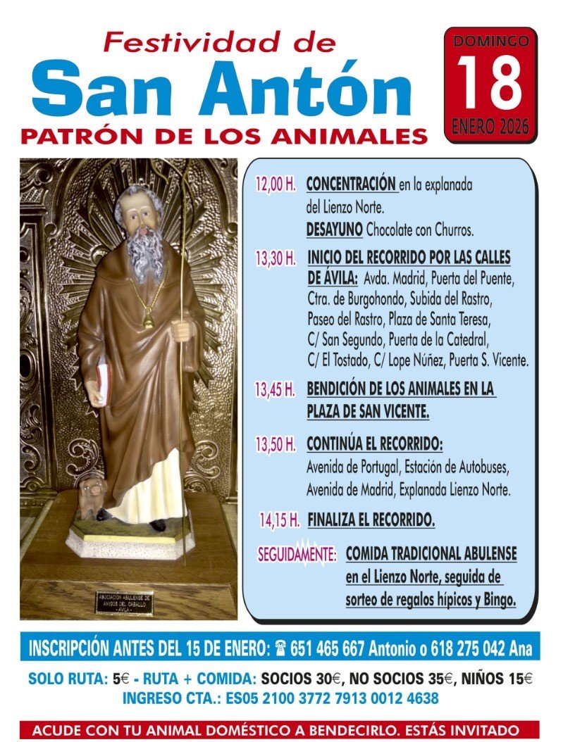 Bendición de San Antón 2026 en Ávila